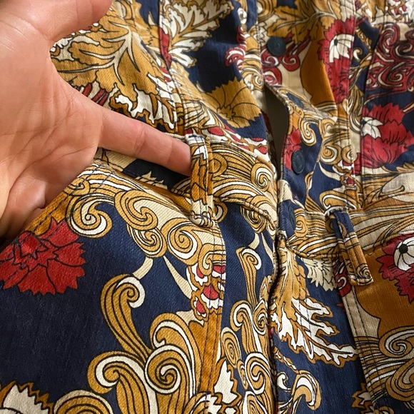 MOTHER Puffy Wrapper Floral Denim Jumpsuit - Picture 8 of 12